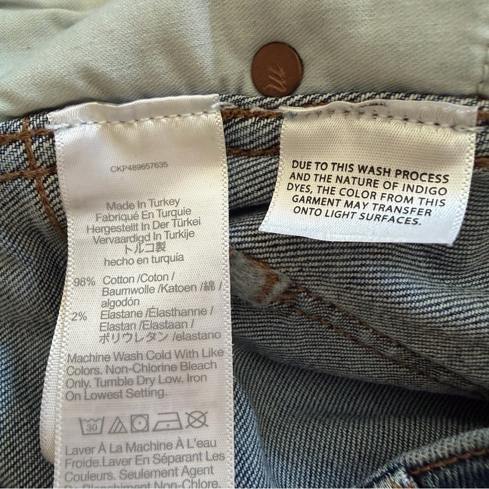 Madewell Midrise Stovepipe Denim Jeans Frayed Raw Hem Size 30 waist 30.5 Inseam - Picture 6 of 12